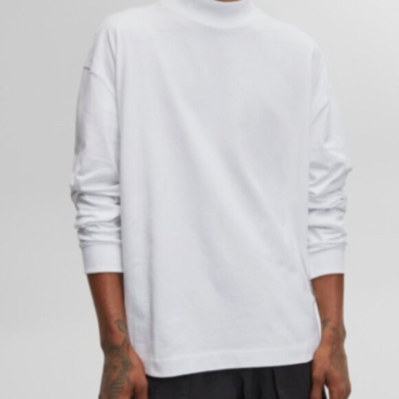 Mode of One Mens Long Sleeve Oversized Fit T Shirt Bright White Color Size M - Picture 1 of 8